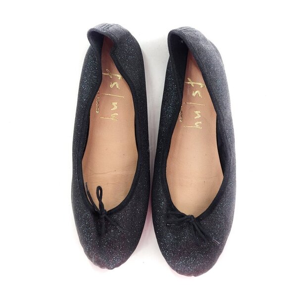 FS NY FRENCH SOLE Black Fabric Glitter Ballet Flats - Picture 4 of 6